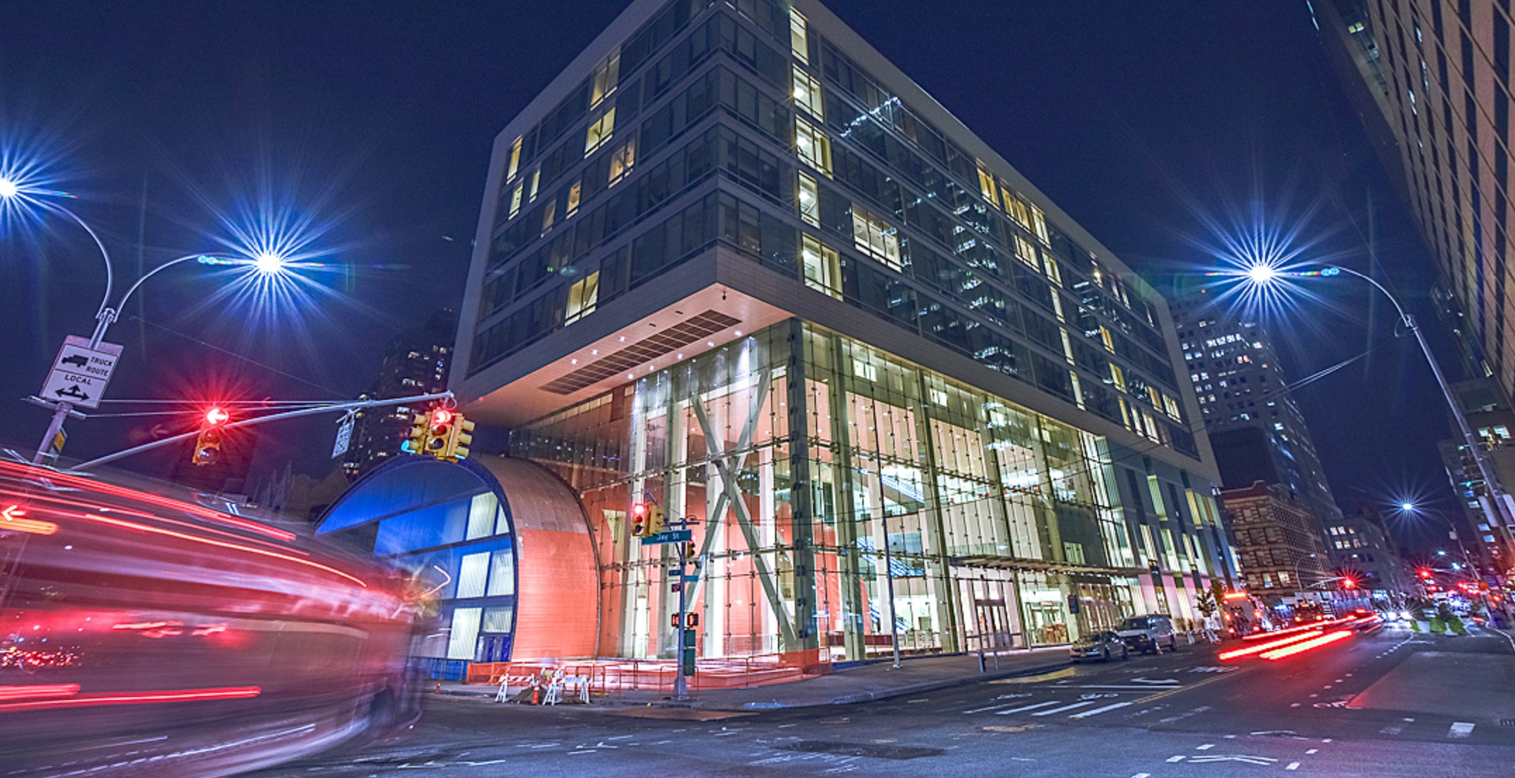 The Theater at City Tech at night